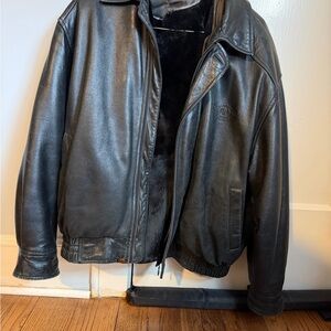 Vintage Avirex Leather Bomber Flight Jacket Shearling L 1995